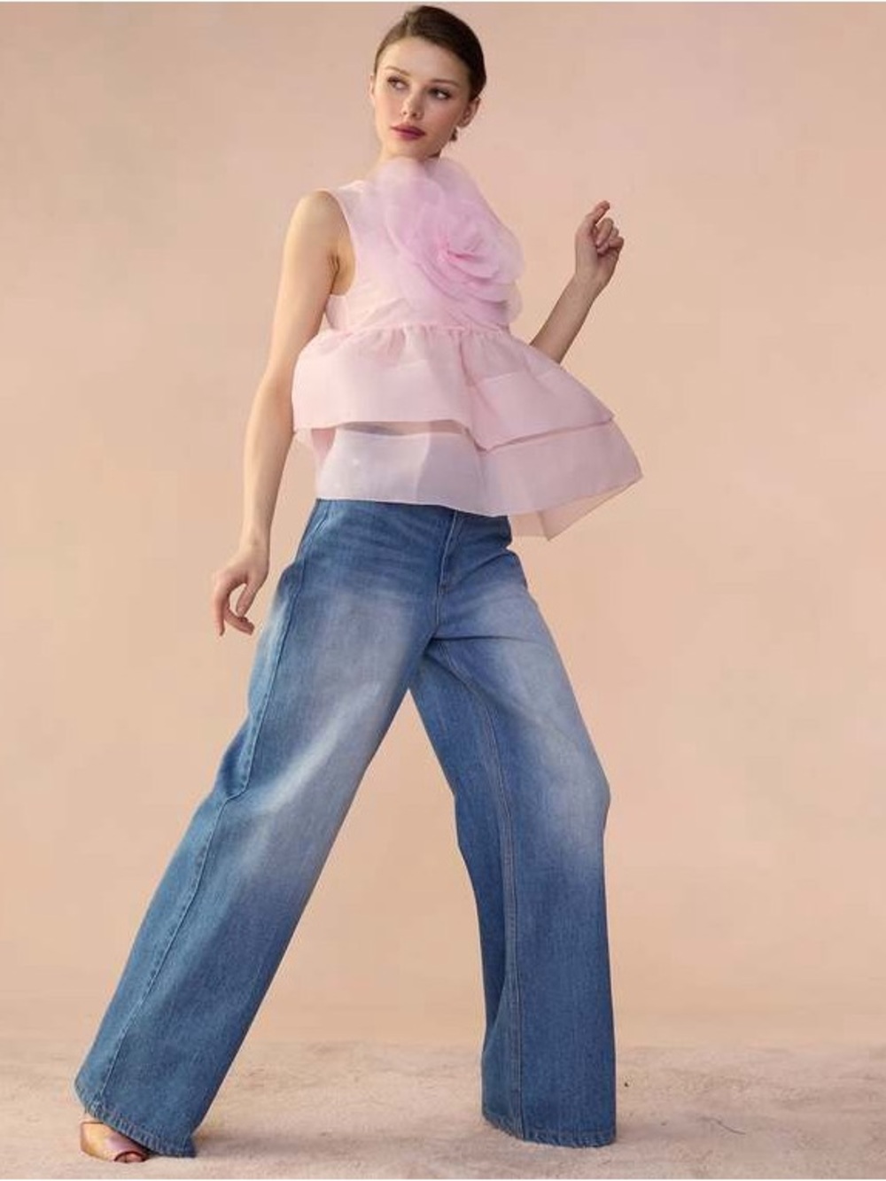 Nwt Cynthia Rowley sleeveless mesh top with organza flower sz S - Picture 4 of 10